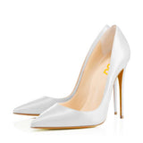 Toleet White Office Stiletto Heels Dress Shoes Pointy Toe Commuting Pumps