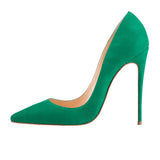 Toleet Green Pointy Toe Stiletto Heels Dress Shoes Vegan Suede Commuting Pumps