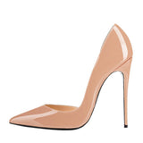 Toleet Nude Patent Leather Stiletto Heel Pointed Toe D'Orsay Pumps Shoes