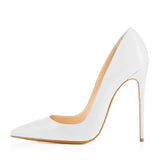 Toleet White Office Stiletto Heels Dress Shoes Pointy Toe Commuting Pumps