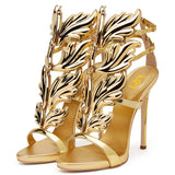 Toleet Gold Evening Shoes Luxury Metallic Heels Stiletto Sandals for Party