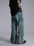 TOLEET Y2k Style Men's Street Outfits Flap Pockets Heavy Jeans Boy Pants