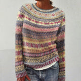 fall trends 2024 outfits Vintage Tribal Iceland Pattern Warm Comfy Sweater Men's and Women's round Neck Sweater