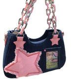 y2k Y2g Denim Often Small Food Volume Transparent Pain Bag 2024 New Sweet Cool Hot Girl Star Portable Shoulder Bag