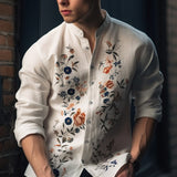 mens fashion Tiger Flower Pattern Long-Sleeved Shirt Men's Spring and Autumn Trendy Loose Casual Shirt Men's Autumn Clothing