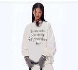 sweatshirt Letter Layout Simple Printed round Neck Chinese Cotton Sweater Loose Top