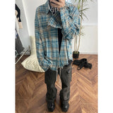 guys fashion casual Flannel Cleanfit Plaid Shirt Men's Spring and Autumn American Retro Vintage Shirt Couple's Coat