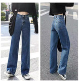 baggy Jeans Women's Western Style High Waist Straight Loose Wide Leg Pants Draping Mop Pants 