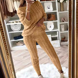 fashion outfits 2024 Autumn and Winter Homewear Women's Clothing New Fashion Solid Color Suit Sweater Women