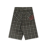 Toleet 90s streetwear Original American Retro Plaid Plaid Shorts Men and Women Couple Summer Brown Draping Cropped Casual Pants