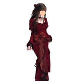 gothic dti French Hepburn Style Velvet Dress Women's Spring Design Waist-Tight Dress