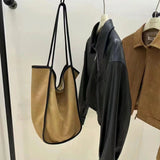 Fall Street Style winter outfits men Autumn and Winter New Korean Style Niche Texture First Layer Cowhide Frosted Bucket Tote Bag Portable Shoulder Casual Commuter Bag