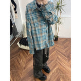 guys fashion casual Flannel Cleanfit Plaid Shirt Men's Spring and Autumn American Retro Vintage Shirt Couple's Coat