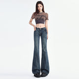 y2k 2024 Summer New Style Skinny Jeans Women's Low Waist Slimming Fashionable Easy-to-Match Design Sense Back Bag Embroidered Frayed Pants