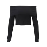 date night outfit Women's Street off-Shoulder Thread Knitted Sexy Long-Sleeved Top for Women