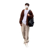 90s fashion men Retro Cardigan Men's Sweater Early Spring V-neck Sweater Lazy High Sense 2024 New Casual All-Matching Coat