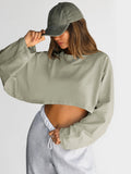 fall inspo outfits Autumn Sweater Women's Solid Color Short Pullover Loose Cropped Top round Neck Sweatshirt