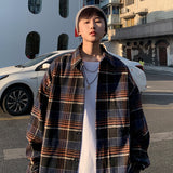 tomboy fits American Retro Plaid Shirt Men's New Autumn and Winter Wear Fashionable Brand Couple Long Sleeve Casual Shirt Jacket