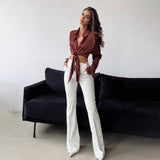 fall outfits Style Women's Street Style 2024 New Women's Trousers Casual Leather Pants for Women