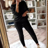 fashion outfits 2024 Autumn and Winter Homewear Women's Clothing New Fashion Solid Color Suit Sweater Women