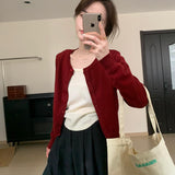 fall fits All-Matching Fashionable Wool All-Matching Short Cardigan 2024 Spring New Korean Style round Neck Elegant Slimming Sweater Top