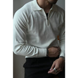 classy mens fashion Autumn and Winter Semi-High Zipper Knitted Long-Sleeved Polo Shirt Sweater Men's American Retro Business Casual Commuter T-shirt Sweater