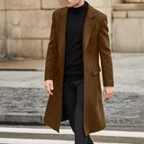 classy outfits men New Five-Color British Men's Long Trench Coat Woolen Coat Men's Woolen Coat