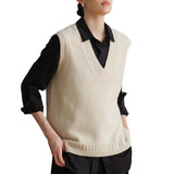 old money outfits men Ltyp Classic All-Match Wool V-neck Vest Women's Autumn Slimming Black Knitted