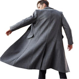 classy outfits men New Five-Color British Men's Long Trench Coat Woolen Coat Men's Woolen Coat