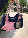 y2k Y2g Denim Often Small Food Volume Transparent Pain Bag 2024 New Sweet Cool Hot Girl Star Portable Shoulder Bag