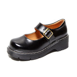 dti outfits Mary Jane Shoes Japanese Style Thick Bottom round Toe One-Strap Buckle Leather Shoes for Women