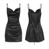 Toleet dress Strap Satin Backless Strap Dress Summer Sexy Elegant Socialite Style Strap