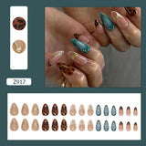 fall nails Leopard Print Nail Patch Retro Detachable Nail Three-Dimensional Irregular French Wear Nail Art Piece Diamond 30 Pieces