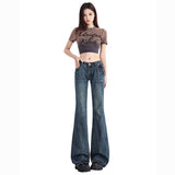 y2k 2024 Summer New Style Skinny Jeans Women's Low Waist Slimming Fashionable Easy-to-Match Design Sense Back Bag Embroidered Frayed Pants