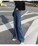 baggy Jeans Women's Western Style High Waist Straight Loose Wide Leg Pants Draping Mop Pants 