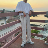 tomboy outfit Men's Suit Pants Men's Straight Loose Draping Suit Pants Korean Style Trendy Wide Leg Pants Casual Trousers