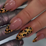 fall nails Fake Nail Wear Nail Fake Nail Gold Leopard Print Detachable Nail Beauty Piece Simple Nail Patch 24 Pieces