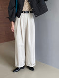 fall outfit Women Inspo Basic Workwear Style Wide-Leg Trousers Autumn Loose Lazy High Waist Solid Color Women's Street Style