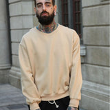 skater boy outfits Men's Sweater Autumn and Winter Pullover round Neck Sweater Oversize Loose Profile Drop Shoulder Camel Fleece-lined Trendy Top