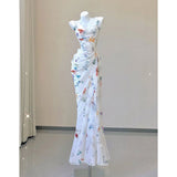 dress to impress codes Gentle Style Printed Chic Unique Niche French Style Suspender Dress Wedding Dress