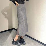 Fall Women's Outfits 2024 Winter New High Waist Pleated Mid-Length over-the-Knee Woolen Split Sheath Skirt for Women