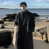 streetwear men outfits Winter New Woolen Coat Men's Korean-Style over-the-Knee Mid-Length Trench Coat plus Size Loose Woolen Coat Men