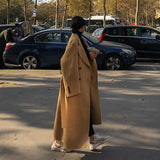 2024 fall fashion trends Woolen Coat for Women Winter Thickened Hepburn Style Super Long Overknee Ankle Loose Retro Popular Woolen Coat