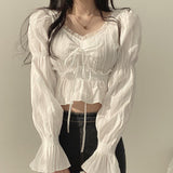 Toleet coachella valley music festival Spring and Autumn New French Style Niche Square Collar Lace Shirt Sweet Ruffled Slimming Chic Top for Women