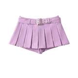 dream clothes Ypff Trendy Women's Sexy Hot Girl Low Waist Navel Skirt Belt Underpants Anti-Exposure Skirt Pleated Skirt