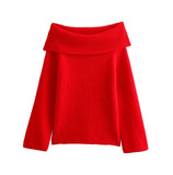 fall 2024 fashion trends New off-Shoulder Long-Sleeved Sweater Women's High Street Lazy Commuter Style Loose Solid Color Sweater Top Fashion