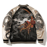 90s fashion men 2024 Dragon Embroidered Baseball Jacket Women's Jacket National Fashion Heavy Industry Popular Contrast Color