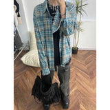 guys fashion casual Flannel Cleanfit Plaid Shirt Men's Spring and Autumn American Retro Vintage Shirt Couple's Coat