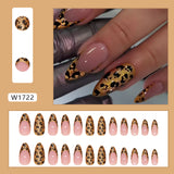 fall nails Fake Nail Wear Nail Fake Nail Gold Leopard Print Detachable Nail Beauty Piece Simple Nail Patch 24 Pieces