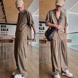 starboy outfit Half Sleeve Casual Suit Trendy Men's Sense of Korean Style Design Suit